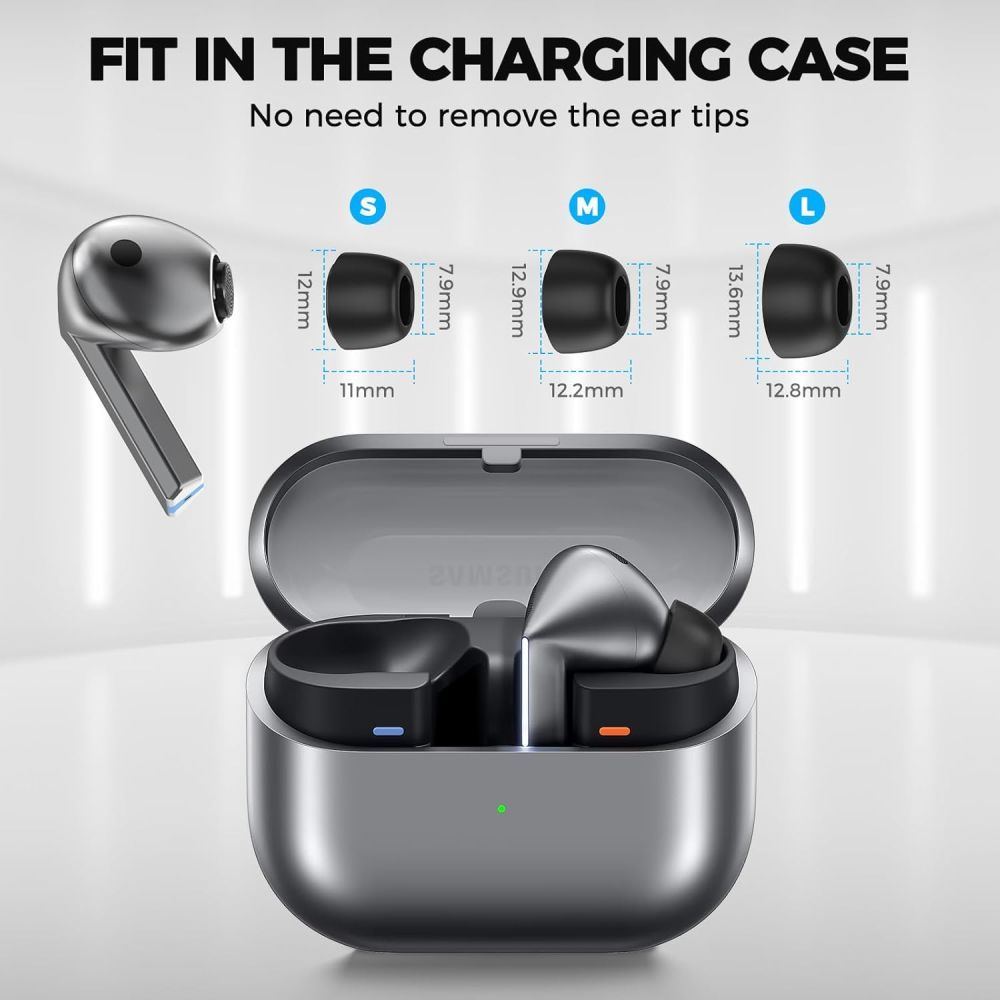 Tech-Protect ørepropper for Samsung Galaxy Buds3 Pro, Størrelse S / M / L, Svarte