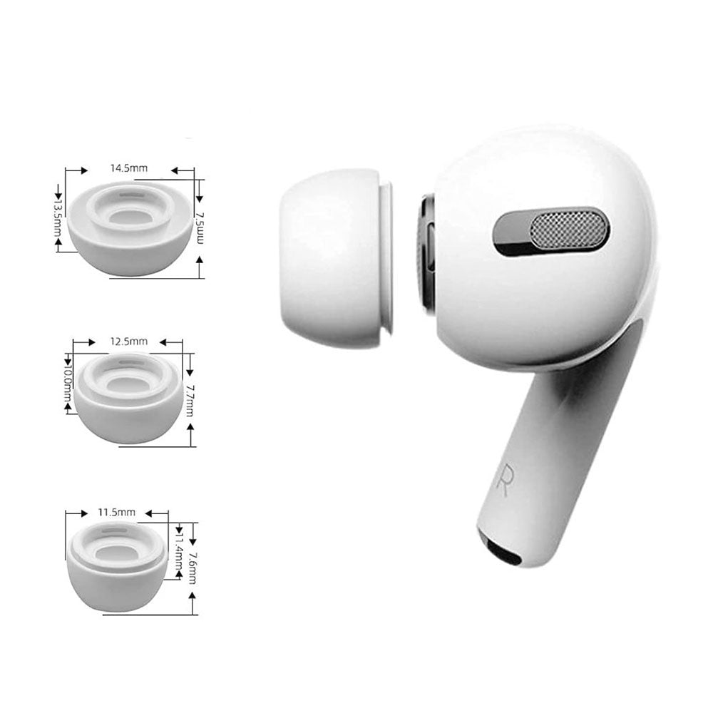Techsuit ET1 propper for Apple AirPods Pro Series, sett med 3 stykker, hvite