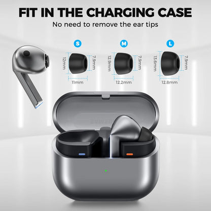 Techsuit ET3 propper for Samsung Galaxy Buds3 Pro, Størrelse S / M / L, Hvite