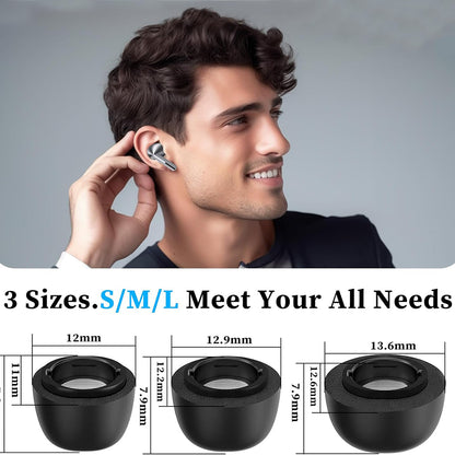 Techsuit ET3 propper for Samsung Galaxy Buds3 Pro, Størrelse S / M / L, Svarte