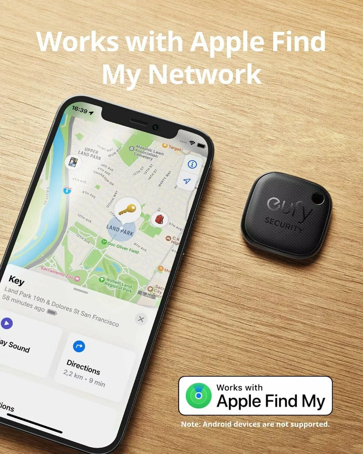 Eufy Security SmartTrack Link for iOS Series, Sett med 2 stk, Svart E87B0011