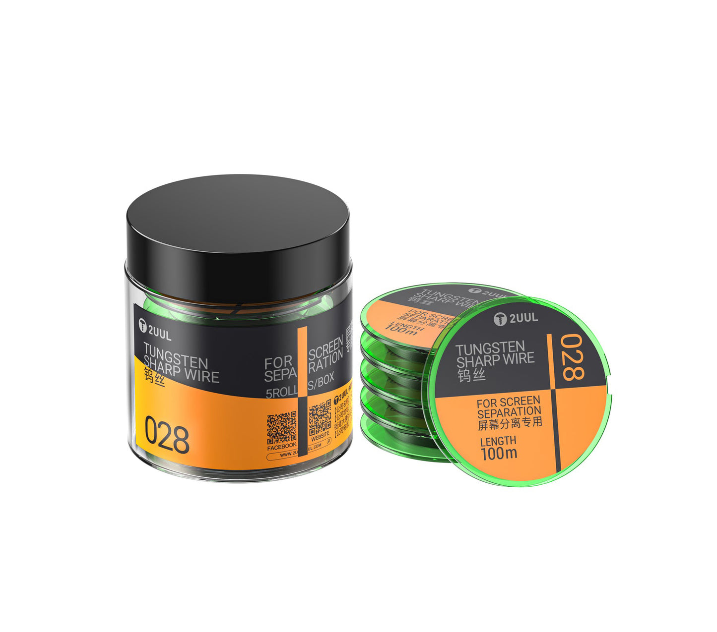 Tungstentråd 2UUL WS-028, 0,028 mm, 100 m, Sett med 5 stk