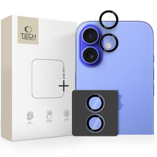 Beskyttelsesfolie for bakre kamera Tech-Protect CamRing Fit+ for Apple iPhone 17, Herdet glass, Svart