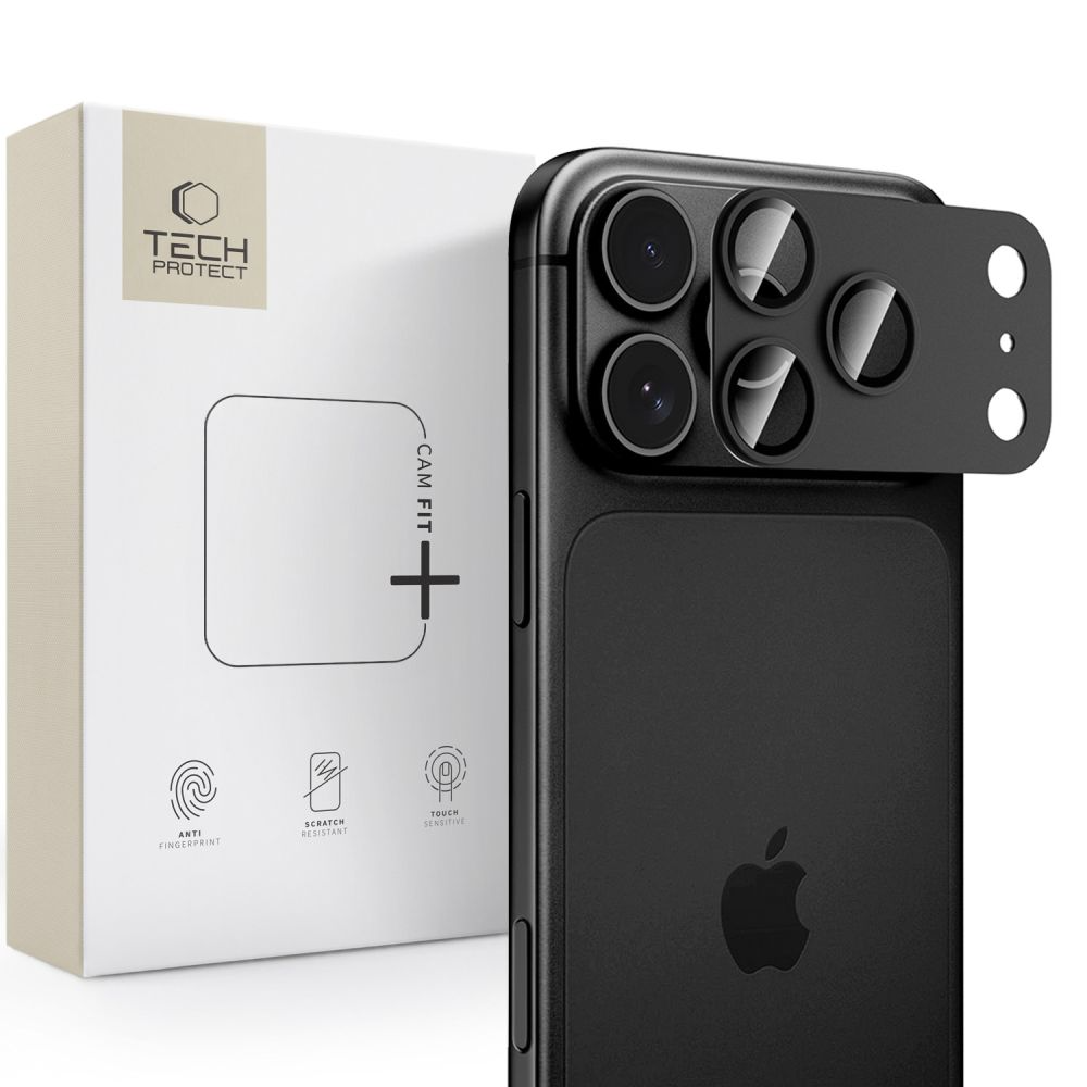 Bakre kamerabeskyttelse Tech-Protect CamFull Fit+ for Apple iPhone 18 Pro Max, Herdet glass, Svart
