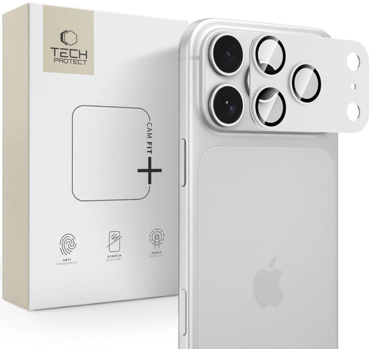 Beskyttelsesfilm for bakre kamera Tech-Protect CamFull Fit+ for Apple iPhone 18 Pro, herdet glass, sølv