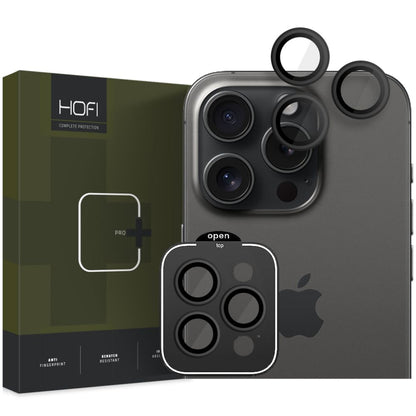 Bakre kamerabeskyttelsesfilm HOFI CamRing PRO+ for Apple iPhone 15 Pro Max / 15 Pro, Herdet glass, Svart