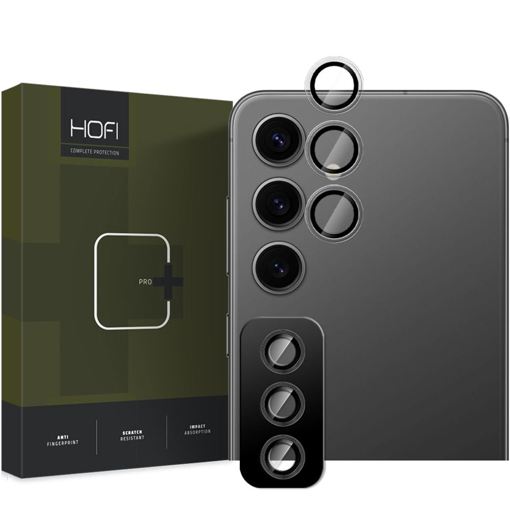 Bakre kameralinsebeskyttelse HOFI CamRing PRO+ for Samsung Galaxy S25+ S936, Herdet glass, Svart