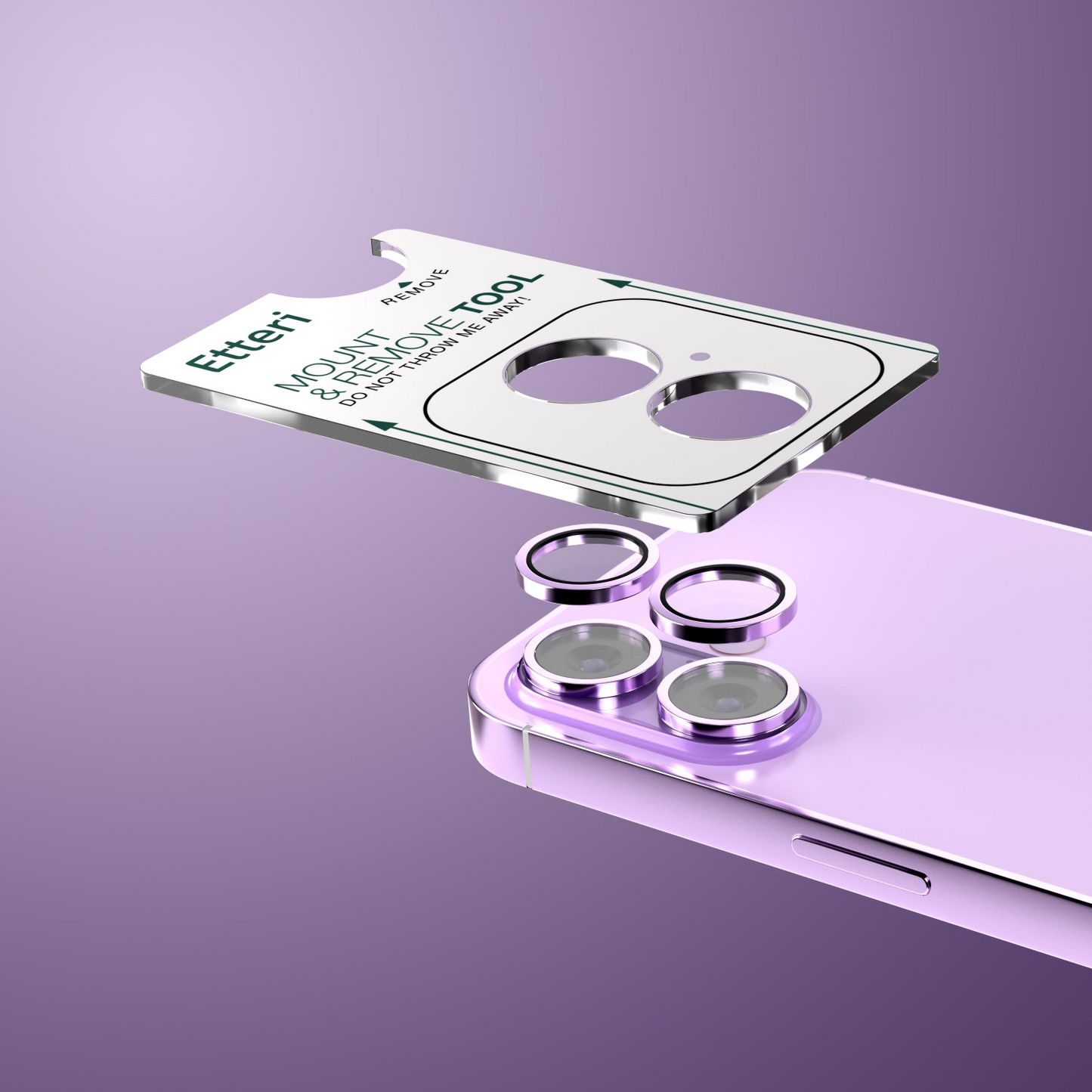 Etteri bakkamera beskyttelsesfilm for Apple iPhone 17, Herdet glass, Lilla