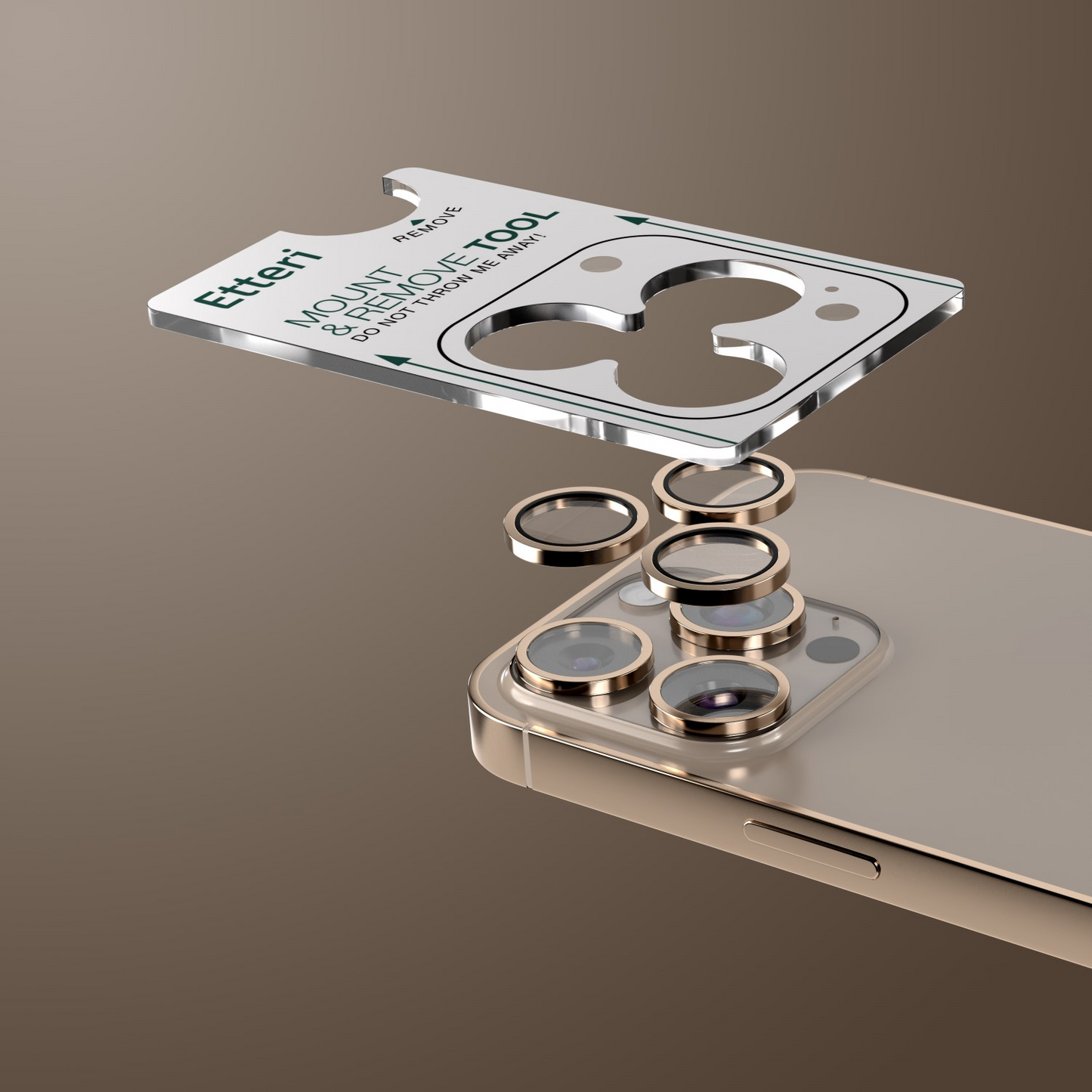 Etteri bakkamera beskyttelsesfilm for Apple iPhone 16 Pro Max / 16 Pro, Herdet glass, Bronse