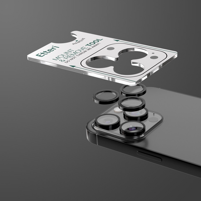 Etteri bakkamera beskyttelsesfilm for Apple iPhone 16 Pro Max / 16 Pro, herdet glass, svart