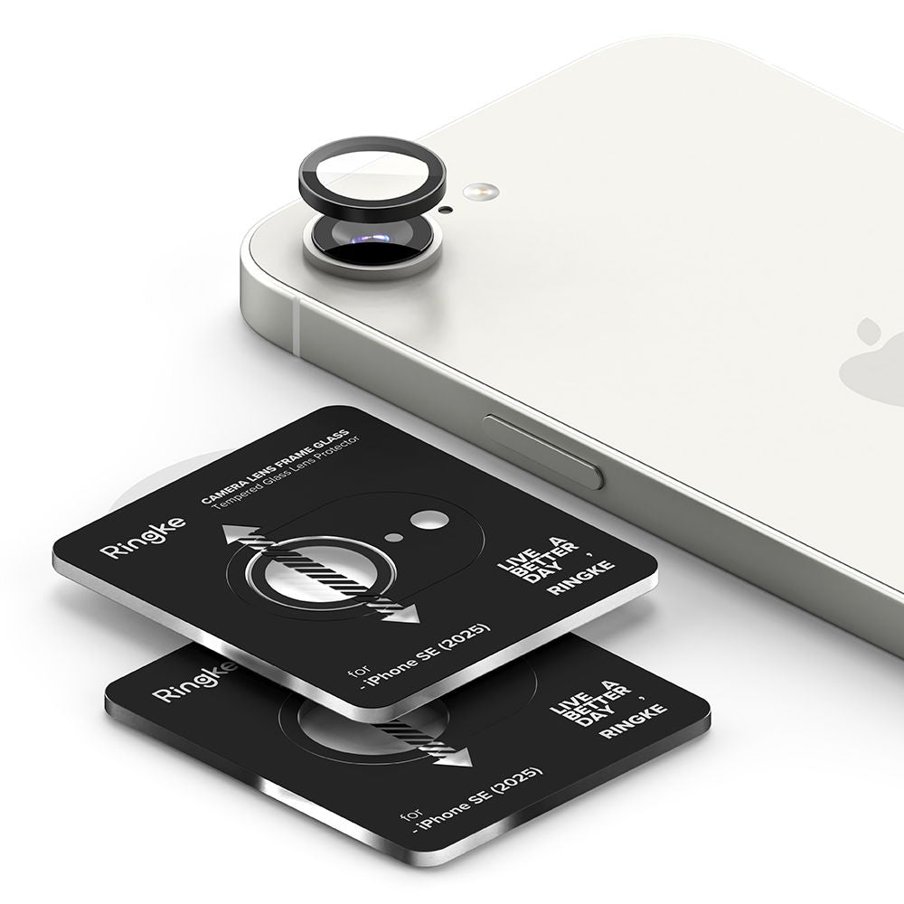 Beskyttelsesfolie Ringke Bakre Kamera for Apple iPhone 16e, Herdet Glass, Sett med 2 stykker, Svart