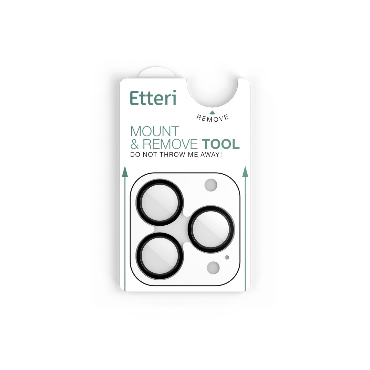 Etteri bakkamera beskyttelsesfilm for Apple iPhone 16 Pro Max / 16 Pro, herdet glass, svart