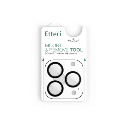 Etteri bakkamera beskyttelsesfilm for Apple iPhone 16 Pro Max / 16 Pro, herdet glass, svart
