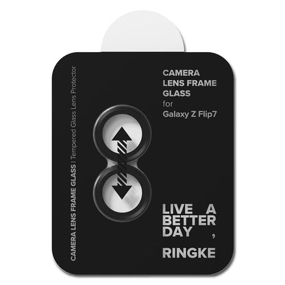 Beskyttelsesfolie for bakre kamera Ringke for Samsung Galaxy Z Flip7 F766, Herdet glass, Sett med 2 stykker, Svart