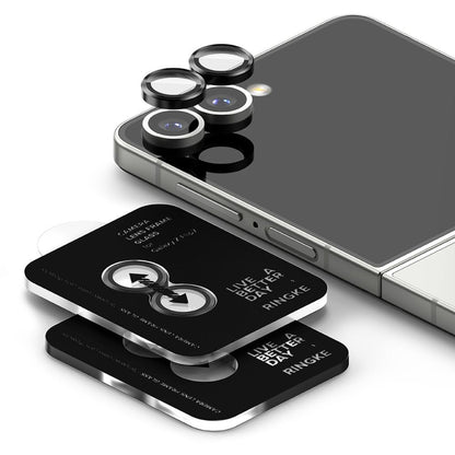 Beskyttelsesfolie for bakre kamera Ringke for Samsung Galaxy Z Flip7 F766, Herdet glass, Sett med 2 stykker, Svart