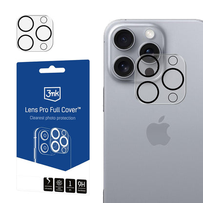 Bakre kamerabeskyttelsesfilm 3MK Pro Full Cover for Apple iPhone 16 Pro Max / 16 Pro, Herdet glass, svart
