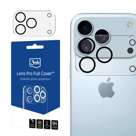 Bakre kamera beskyttelsesfolie 3MK Pro Full Cover for Apple iPhone 17 Pro Max, Herdet glass, Svart