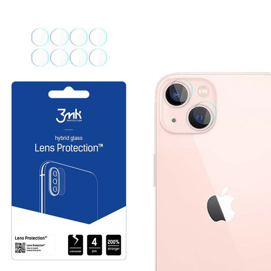 Bakre kameralinsebeskyttelse 3MK Protection for Apple iPhone 14, fleksibelt glass, sett med 4 stk, gjennomsiktig
