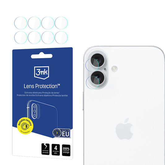 Bakre kamerabeskyttelsesfolie 3MK Protection for Apple iPhone 17, Herdet glass, Sett med 4 stykker, Gjennomsiktig