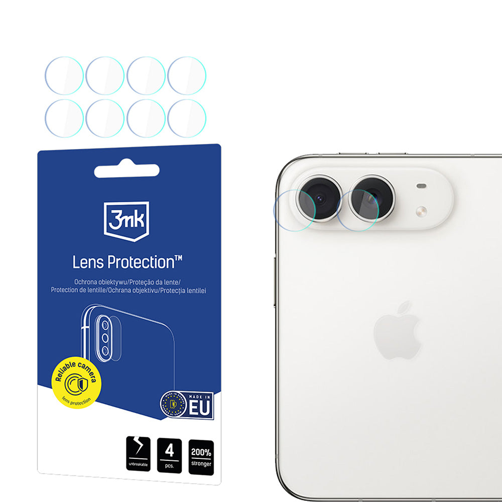 Beskyttelsesglass til bakkamera 3MK Protection for Apple iPhone Duo, herdet glass, sett med 4 stk., gjennomsiktig