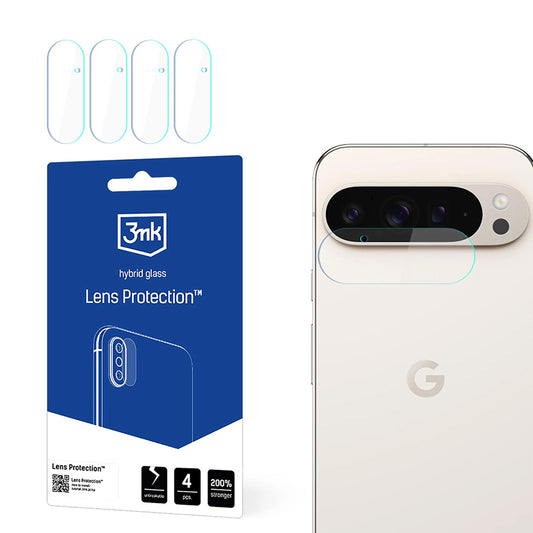 Bakre kameralinsebeskyttelse 3MK Protection for Google Pixel 9 Pro XL, fleksibelt glass, sett med 4 stk, transparent
