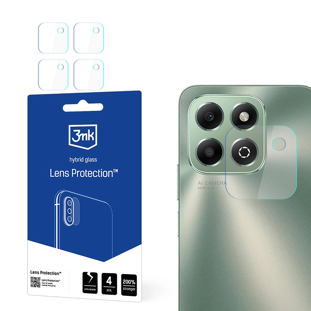 Bakre kameralinsebeskyttelse 3MK Protection for Honor X6b, fleksibelt glass, sett med 4 stk, gjennomsiktig