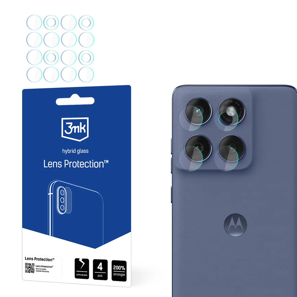 Beskyttelsesfilm for bakre kamera 3MK Protection for Motorola Edge 60 Fusion, fleksibelt glass, sett med 4 stk, gjennomsiktig