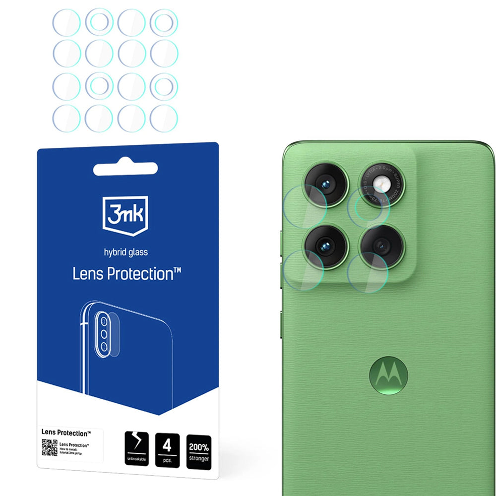 Bakre kameralinsebeskyttelse 3MK Protection for Motorola Edge 60, fleksibelt glass, sett med 4 stk, gjennomsiktig
