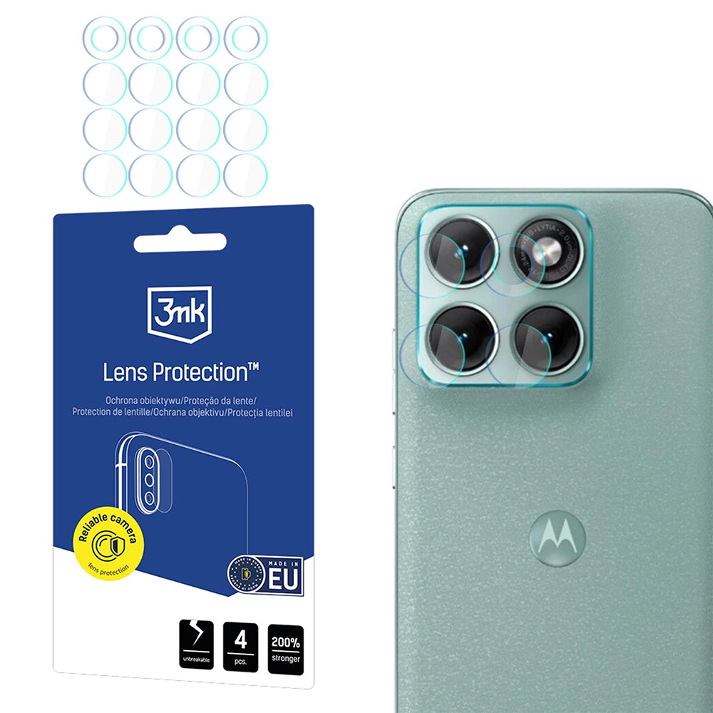 Beskyttelsesfolie for bakre kamera 3MK Protection for Motorola Edge 70 Fusion, Fleksibelt glass, Sett med 4 stykker, Gjennomsiktig