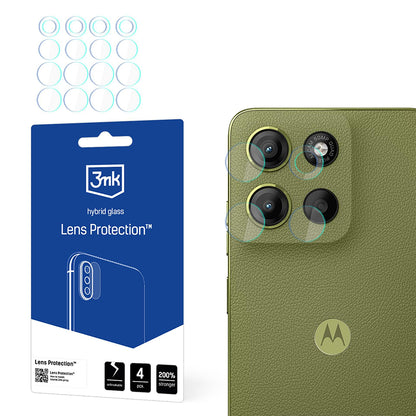 Bakre kameralinsebeskyttelse 3MK Protection for Motorola Moto G15 / G15 Power, fleksibelt glass, sett med 4 stk, gjennomsiktig
