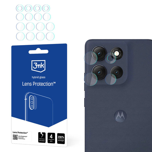 Bakre kameralinsebeskyttelse 3MK Protection for Motorola Moto G86 Power / G86, fleksibelt glass, sett med 4 stk, gjennomsiktig