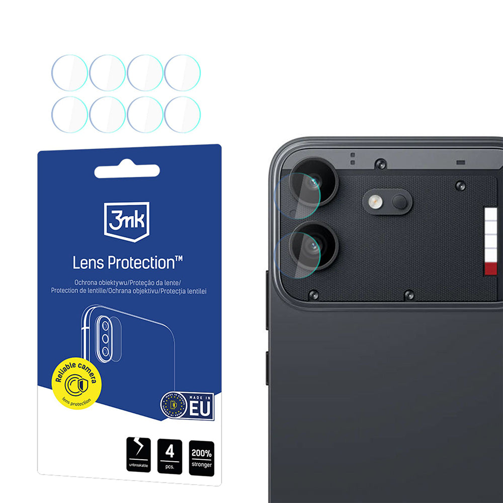 Bakre kameralinsebeskyttelse 3MK Protection for Nothing Phone (4b), Herdet glass, Sett med 4 stk, Transparent