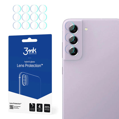 Bakre kameralinsebeskyttelse 3MK Protection for Samsung Galaxy S21 FE 5G G990, fleksibelt glass, sett med 4 stk, gjennomsiktig