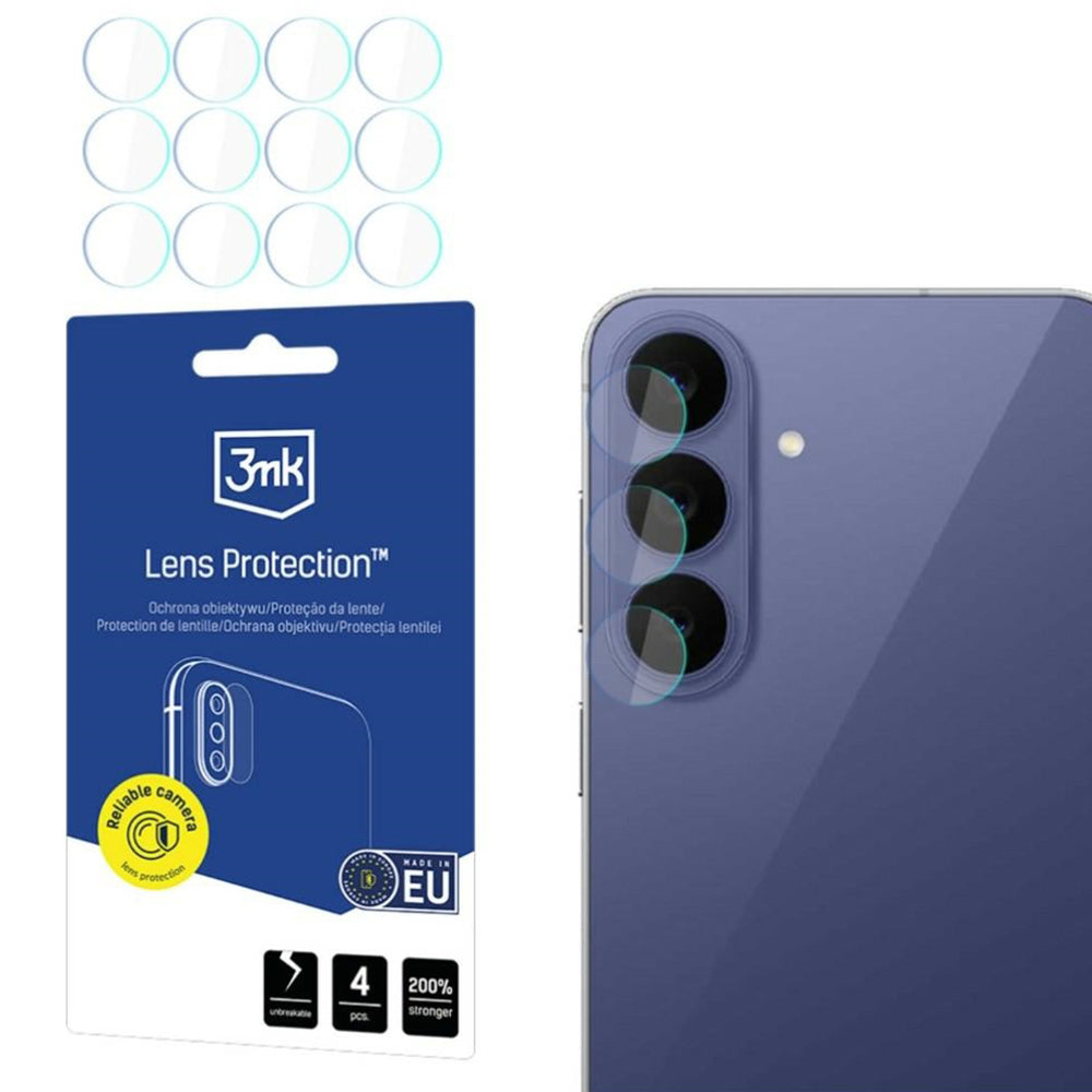 3MK Protection beskyttelsesglass til bakkamera for Samsung Galaxy S26 FE S741, herdet glass, sett med 4 stk., gjennomsiktig