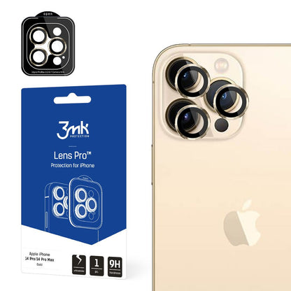 Bakre kameralinsebeskyttelse 3MK Protection Pro for Apple iPhone 14 Pro Max / 14 Pro, Herdet glass, Gullfarget