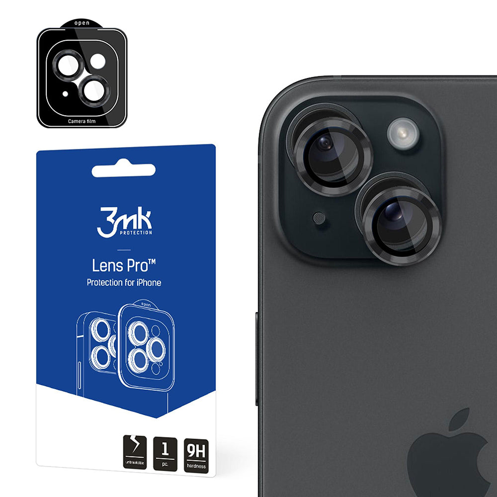 Bakre kameralinsebeskyttelse 3MK Protection Pro for Apple iPhone 15, Herdet glass, Grå