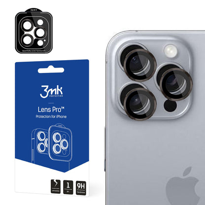 Bakre kameralinsebeskyttelse 3MK Protection Pro for Apple iPhone 16 Pro Max / 16 Pro, Herdet glass, Grå