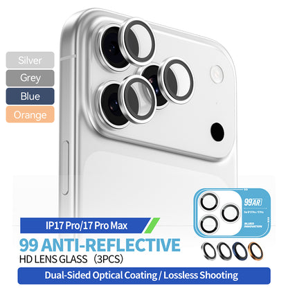 Beskyttelsesfilm for bakre kamera Blueo 99 Anti-Reflektiv HD for Apple iPhone 17 Pro Max / 17 Pro, Herdet glass, Sølvfarget