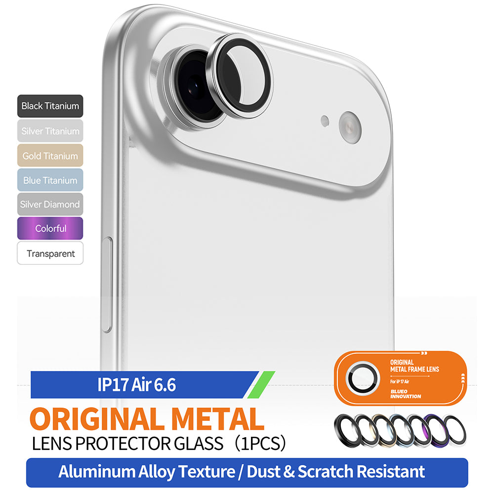 Beskyttelsesfolie for bakre kamera Blueo Glitter Diamond Metal Frame for Apple iPhone 17 Air, Herdet glass, Sølv