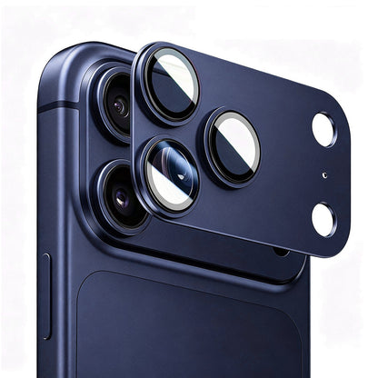 Blueo Integrated Metal-beskyttelsesglass til bakkamera for Apple iPhone 17 Pro Max, herdet glass, mørkeblå
