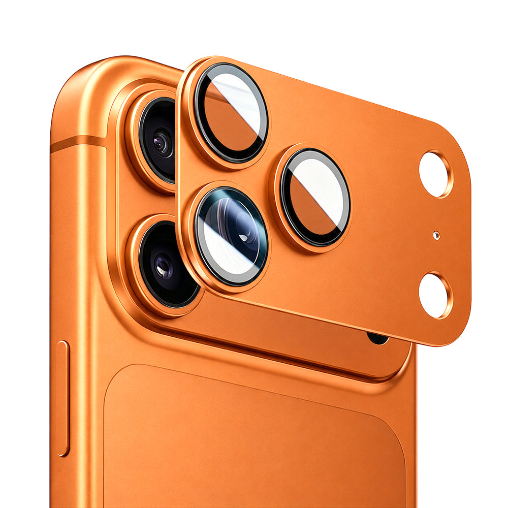 Blueo Integrated Metal beskyttelsesglass til bakre kamera for Apple iPhone 17 Pro Max, herdet glass, oransje