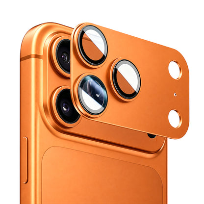 Blueo Integrated Metal beskyttelsesglass til bakre kamera for Apple iPhone 17 Pro Max, herdet glass, oransje