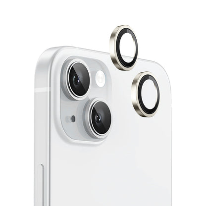 Blueo Metal Frame bakdekselfolie for kamera til Apple iPhone 15 Plus / 15, herdet glass, gul