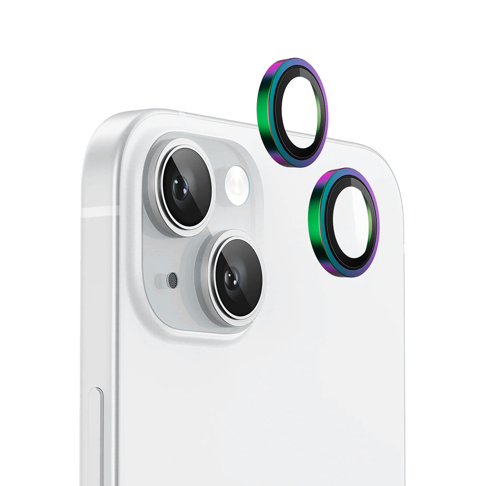Beskyttelsesfilm for bakre kamera Blueo Metal Frame for Apple iPhone 15 Plus / 15, Herdet glass, Flerfarget