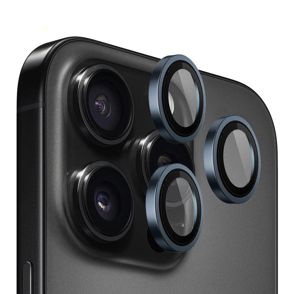 Blueo Metal Frame bakdekselfolie for kamera til Apple iPhone 15 Pro Max, herdet glass, blå