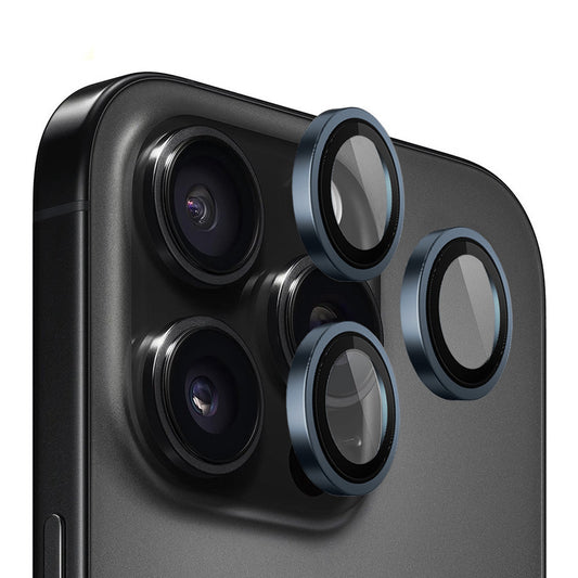 Blueo Metal Frame bakdekselfolie for kamera til Apple iPhone 15 Pro Max, herdet glass, blå