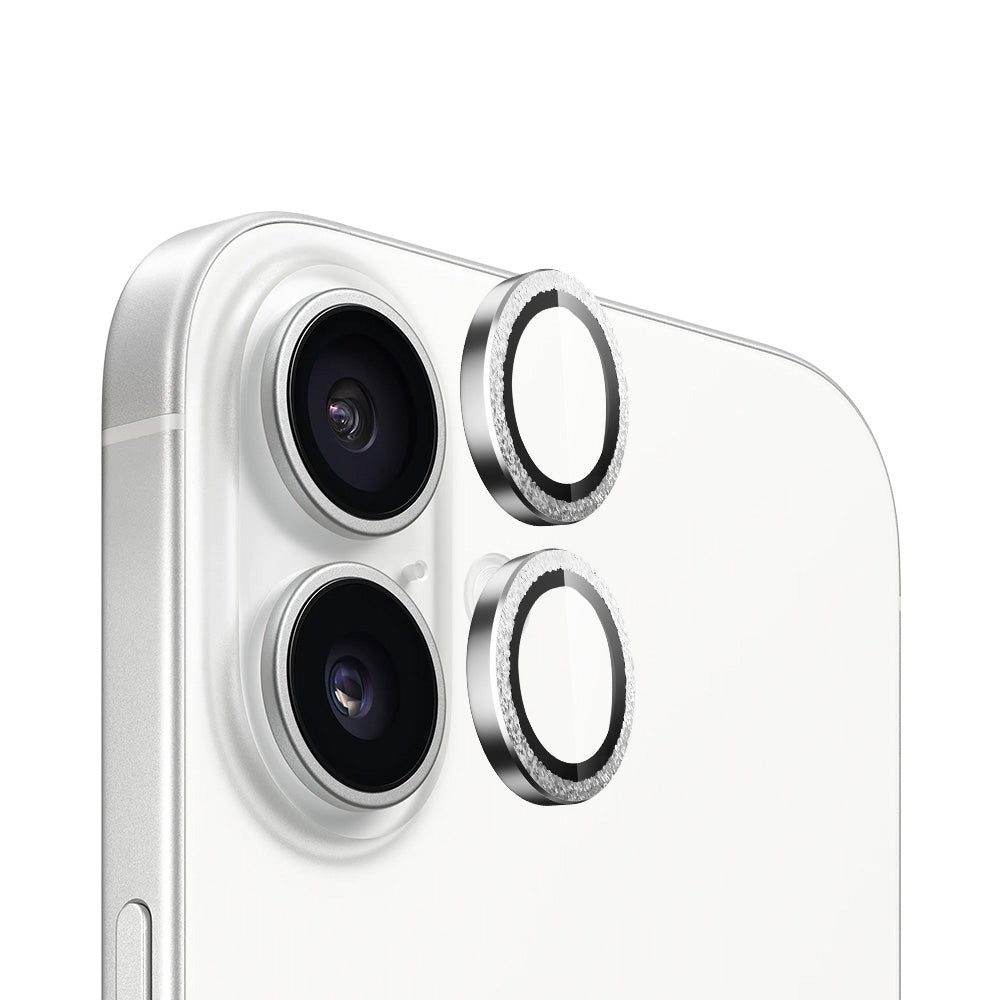 Blueo Metal Frame bakre kamerabeskyttelsesfilm for Apple iPhone 16 Plus / 16, herdet glass, sølv