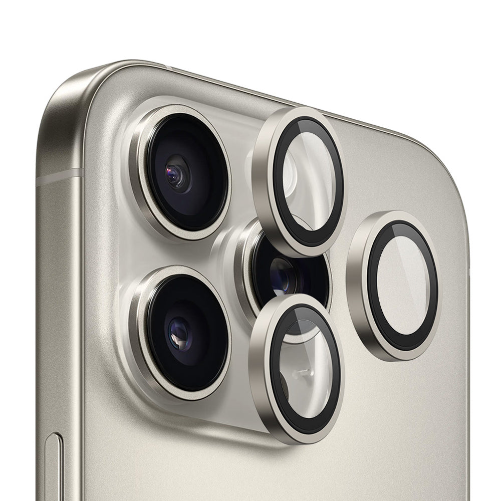 Blueo Metal Frame bakdekselfolie for kamera til Apple iPhone 16 Pro Max / 16 Pro, herdet glass, metallisk grå