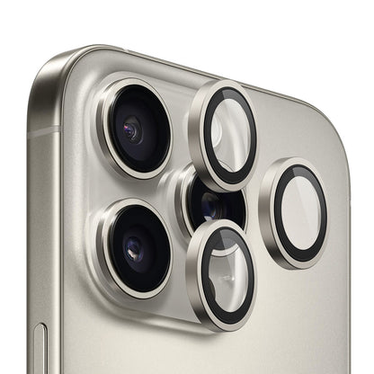 Blueo Metal Frame bakdekselfolie for kamera til Apple iPhone 16 Pro Max / 16 Pro, herdet glass, metallisk grå