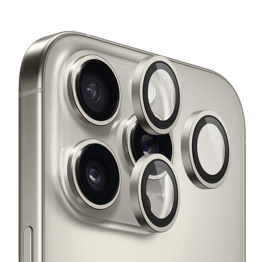 Blueo Metal Frame bakdekselfolie for kamera til Apple iPhone 16 Pro Max / 16 Pro, herdet glass, metallisk grå